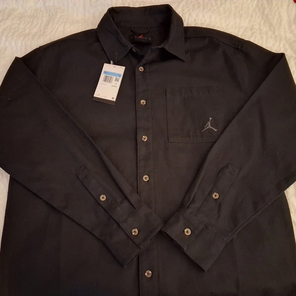 Jordan Men's Black Button Down Shirt NWT Size Med